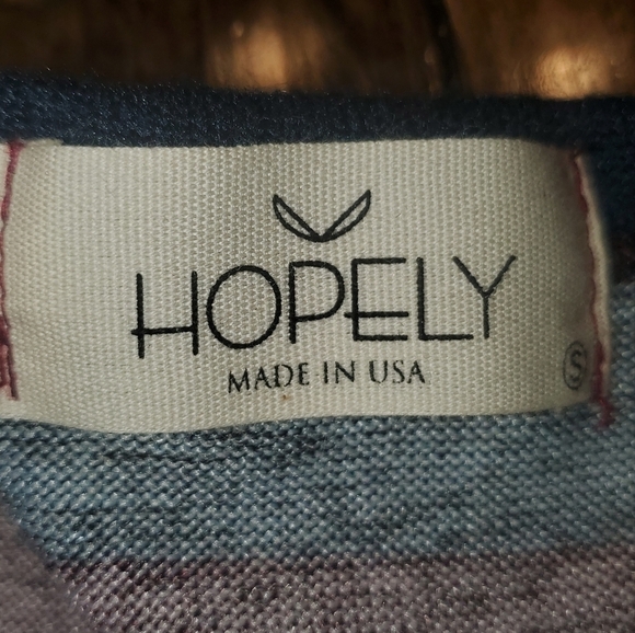 HOPELY Deep blue and red striped long sleeve top Small - Picture 2 of 8